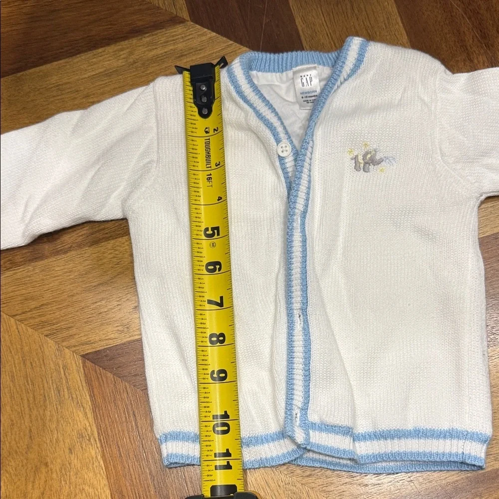 Baby GAP White Sweater with Blue Trim cardigan